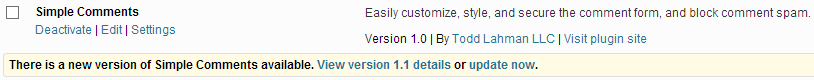 Simple Comments Automatic Update