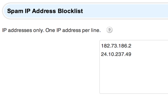 Spam IP Address Blocklist